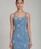 Pearl Fleur Embellished Stretch Denim Mini Dress