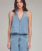 Pearl Fleur Embellished Stretch Denim Vest Top