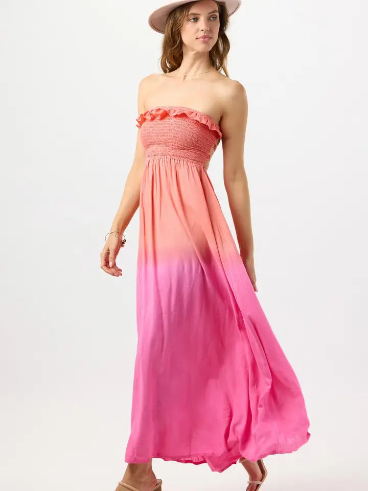 Pearl Maxi Dress Coral Berry Ombre-Dress-Tiare Hawaii-One Size-Coral Berry Ombre-Urbanheer