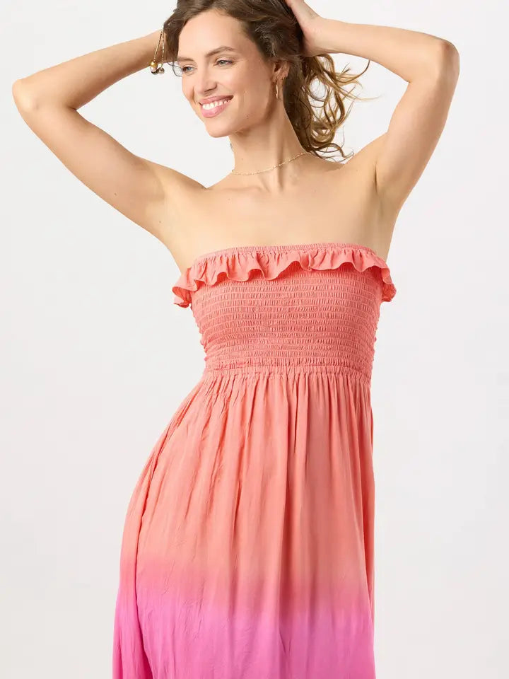 Pearl Maxi Dress Coral Berry Ombre-Dress-Tiare Hawaii-One Size-Coral Berry Ombre-Urbanheer