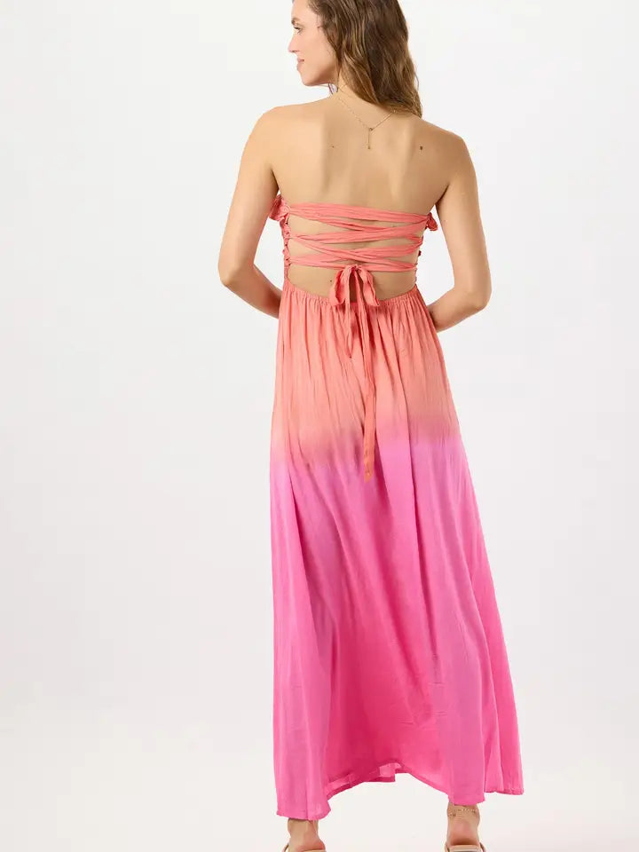 Pearl Maxi Dress Coral Berry Ombre-Dress-Tiare Hawaii-One Size-Coral Berry Ombre-Urbanheer