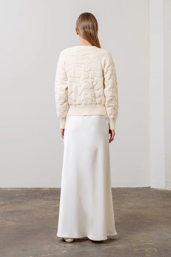 Pearl Trim Crewneck Pullover Sweater-Sweater-Moon River-XS-CREAM-Urbanheer