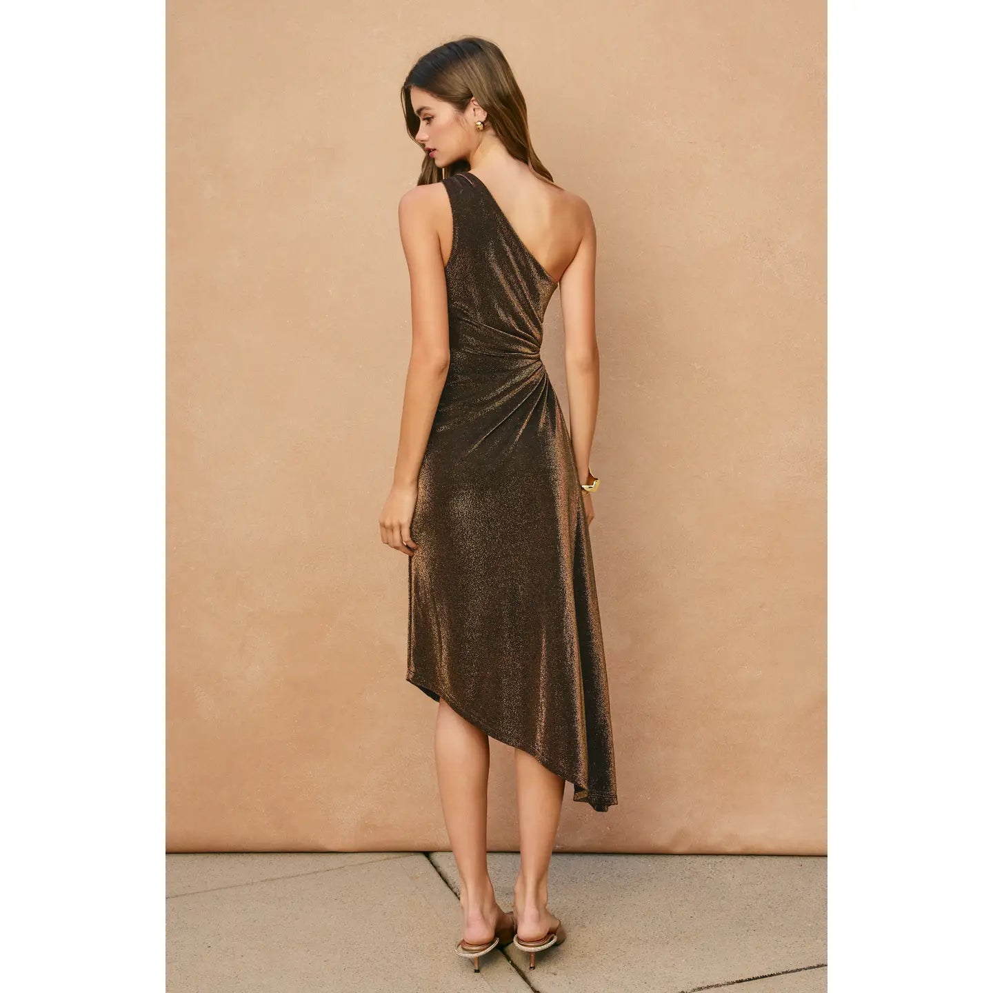 Pearlie One Shoulder Asymmetrical Midi Dress