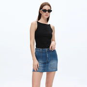 Pencil Denim Mini Skirt with Raw Hem SOFTY-Skirt-BAYEAS-M-SOFTY-Urbanheer
