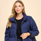 Peplum Bubbled Hem Puffer Jacket-Puffer Jacket-TCEC-S-NAVY-Urbanheer