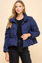 Peplum Bubbled Hem Puffer Jacket-Puffer Jacket-TCEC-S-NAVY-Urbanheer