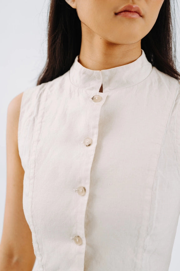 Peplum Vest, Sleeveless, Hemp, Milky White-Vest-Son de Flor-XXS-Milky White-Urbanheer