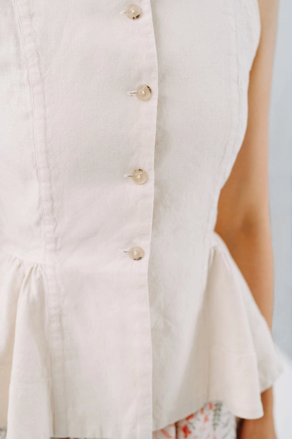 Peplum Vest, Sleeveless, Hemp, Milky White-Vest-Son de Flor-XXS-Milky White-Urbanheer