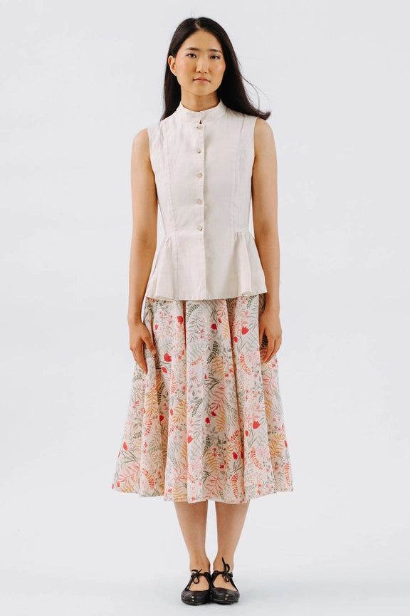 Peplum Vest, Sleeveless, Hemp, Milky White-Vest-Son de Flor-XXS-Milky White-Urbanheer