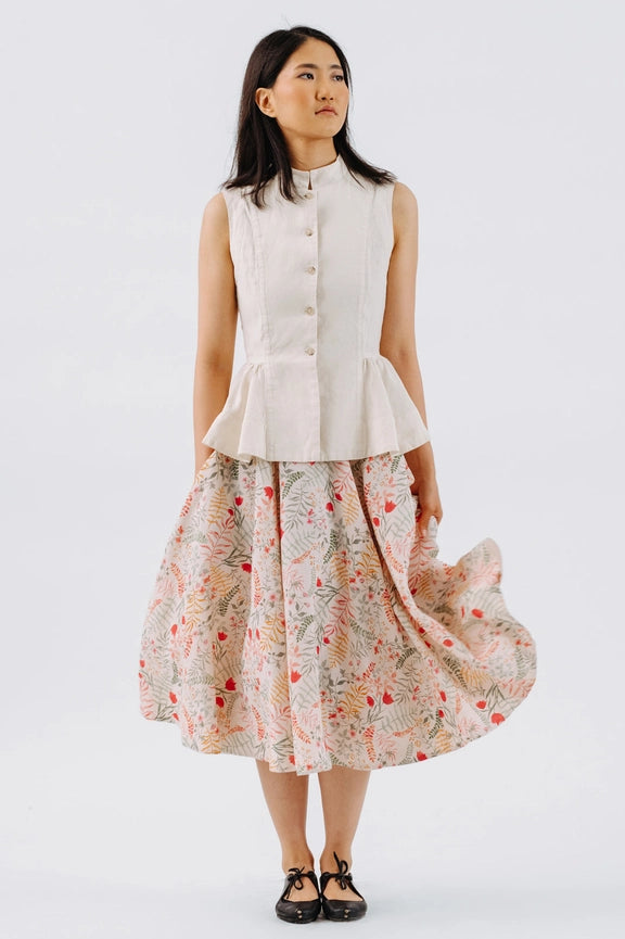 Peplum Vest, Sleeveless, Hemp, Milky White-Vest-Son de Flor-XXS-Milky White-Urbanheer