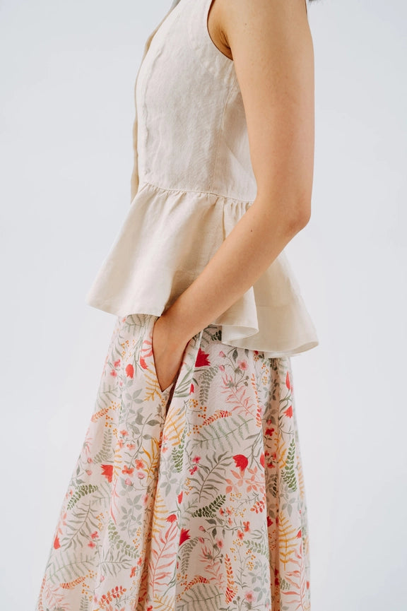 Peplum Vest, Sleeveless, Hemp, Milky White-Vest-Son de Flor-XXS-Milky White-Urbanheer