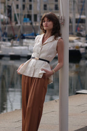 Peplum Vest, Sleeveless, Hemp, Milky White-Vest-Son de Flor-XXS-Milky White-Urbanheer