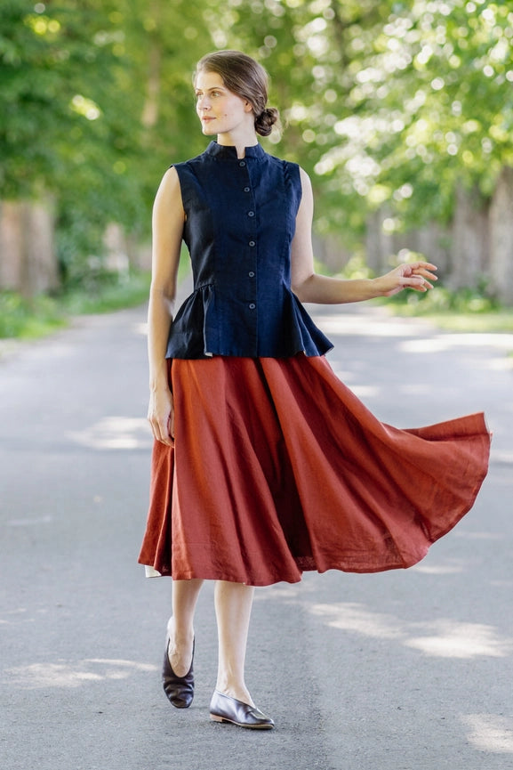 Peplum Vest, Sleeveless Night Navy-Vest-Son de Flor-XXS-Night Navy-Urbanheer