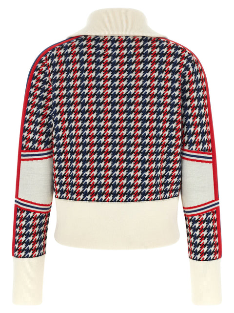 Perfect Moment Houndstooth Merino Wool Cardigan