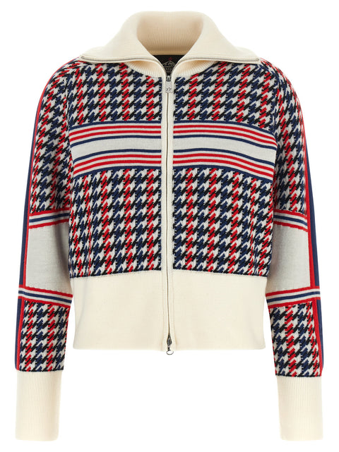 Perfect Moment Houndstooth Merino Wool Cardigan