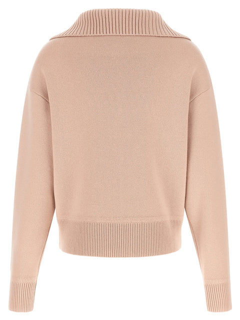 Perfect Moment Pink Merino Wool Half-zip Sweater