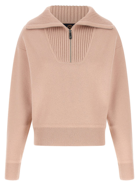 Perfect Moment Pink Merino Wool Half-zip Sweater