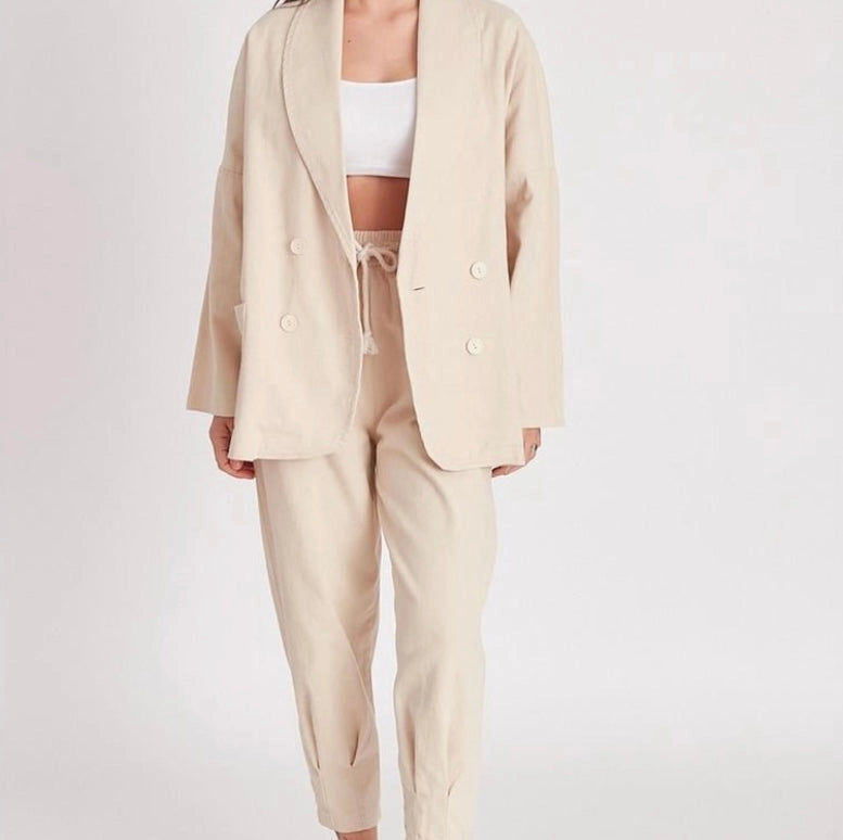 Perfect Pant and Jacket Set Beige-Pant and Jacket Set-REVER-S-Urbanheer