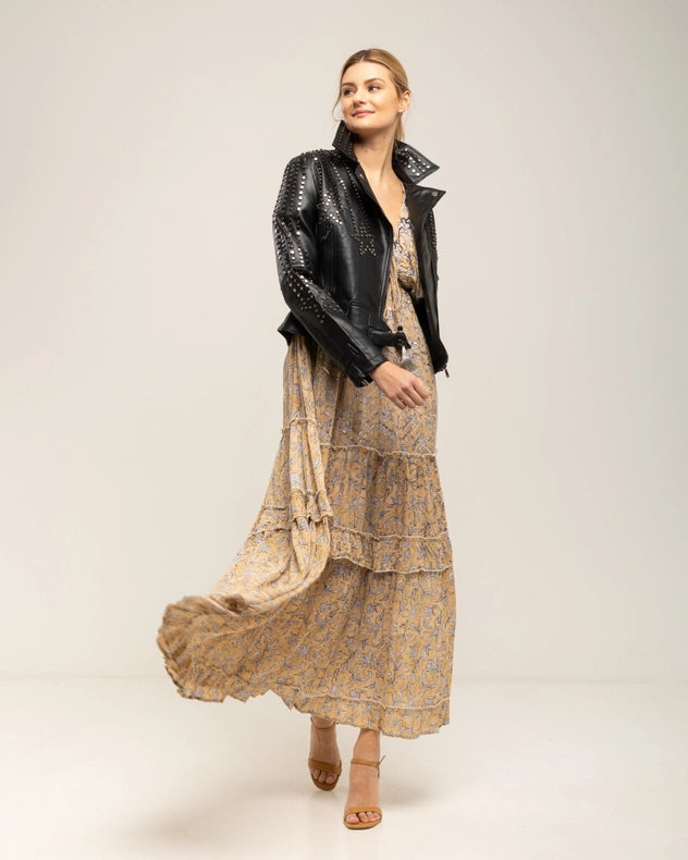 Perfect Style Faux Leather Jacket With Studs And Zippers-Jacket-Tantra-S-Urbanheer