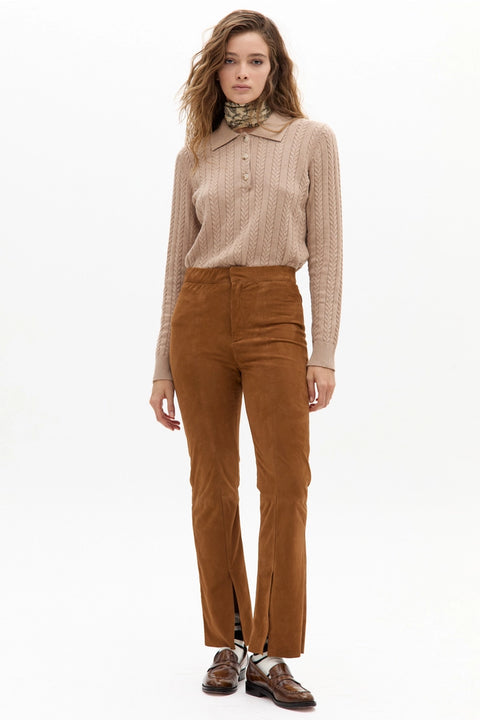 Peter Cotton Cashmere Polo Sweater - Beige