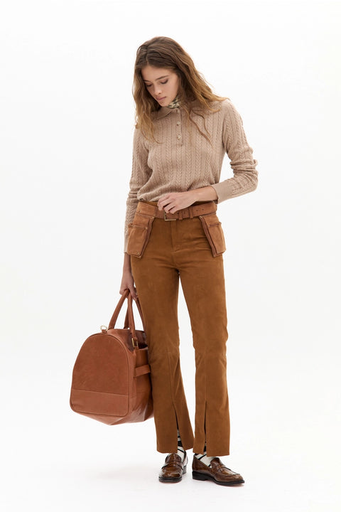 Peter Cotton Cashmere Polo Sweater - Beige