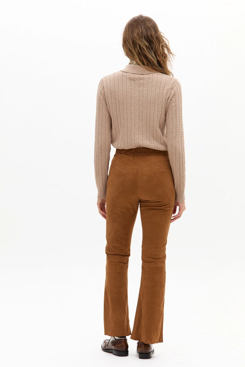 Peter Cotton Cashmere Polo Sweater - Beige
