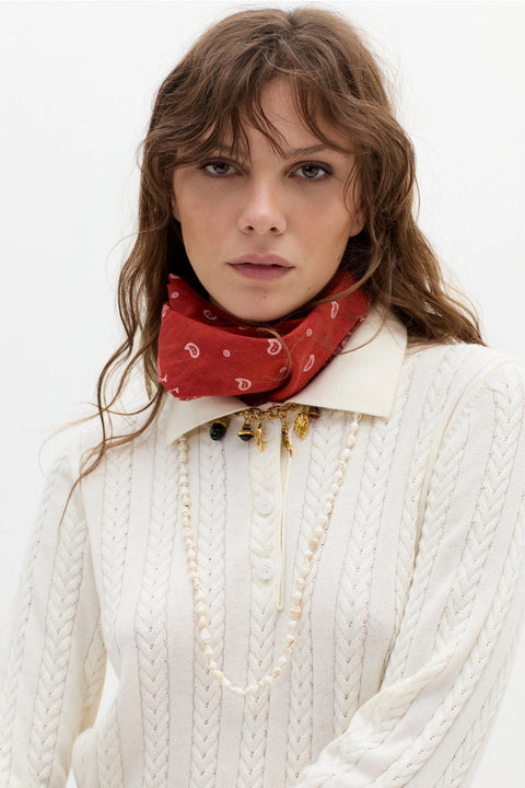 Peter Cotton Cashmere Polo Sweater - Off-White
