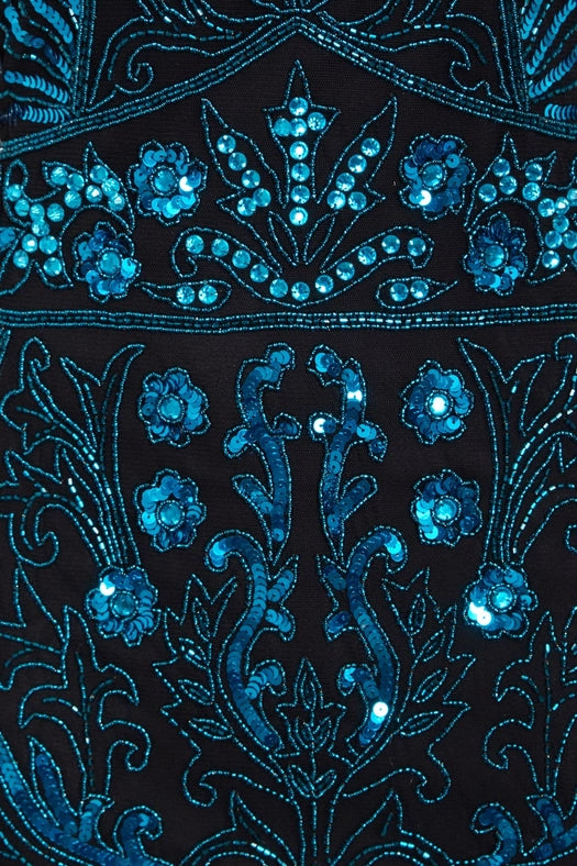 Philippa Embellished Blue Flapper Dress-Dress-Jywal London®-S-Urbanheer