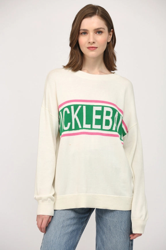 Pickleball Crew Neck Sweater-Sweater-FATE-S-CREAM-Urbanheer
