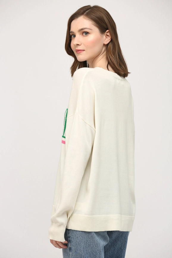 Pickleball Crew Neck Sweater-Sweater-FATE-S-CREAM-Urbanheer