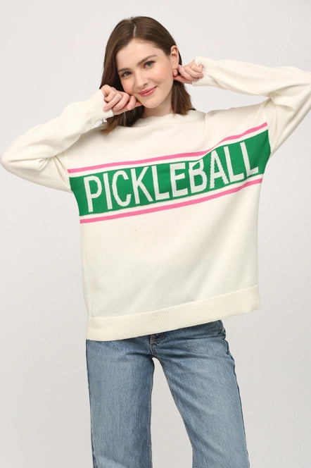 Pickleball Crew Neck Sweater-Sweater-FATE-S-CREAM-Urbanheer