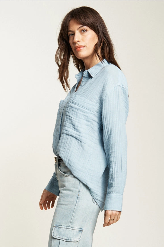 Pierre Button-Up Gauze Shirt, Blue Fog-Shirts-Oliver Logan-XS-Blue Fog-Urbanheer