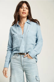 Pierre Button-Up Gauze Shirt, Blue Fog-Shirts-Oliver Logan-XS-Blue Fog-Urbanheer