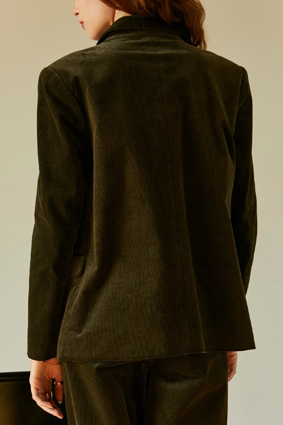 Pierre Corduroy Double Breasted Blazer-Blazer-Crescent-XS-DARK GREEN-Urbanheer