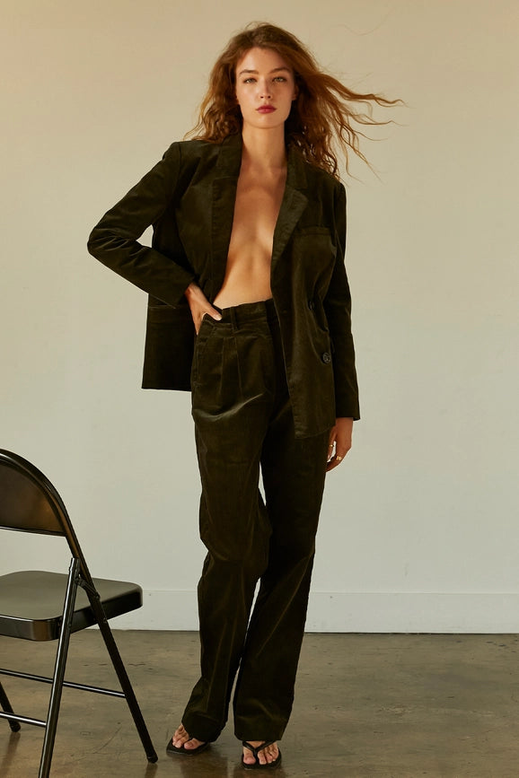 Pierre Corduroy Double Breasted Blazer-Blazer-Crescent-XS-DARK GREEN-Urbanheer