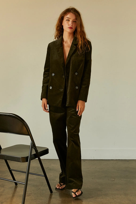 Pierre Corduroy Double Breasted Blazer-Blazer-Crescent-XS-DARK GREEN-Urbanheer