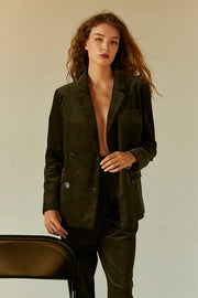 Pierre Corduroy Double Breasted Blazer-Blazer-Crescent-XS-DARK GREEN-Urbanheer