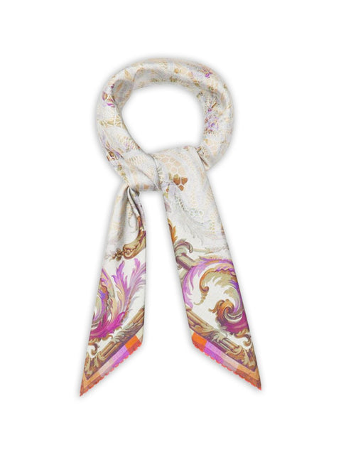 Pierre Louis Mascia White, floral print, border detail Printed silk scarf