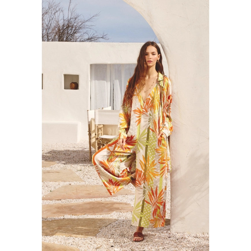 Pina Colada Open Back Jumpsuit-Jumpsuit-Dress Forum-S-ORANGE/GREEN MOSAIC-Urbanheer