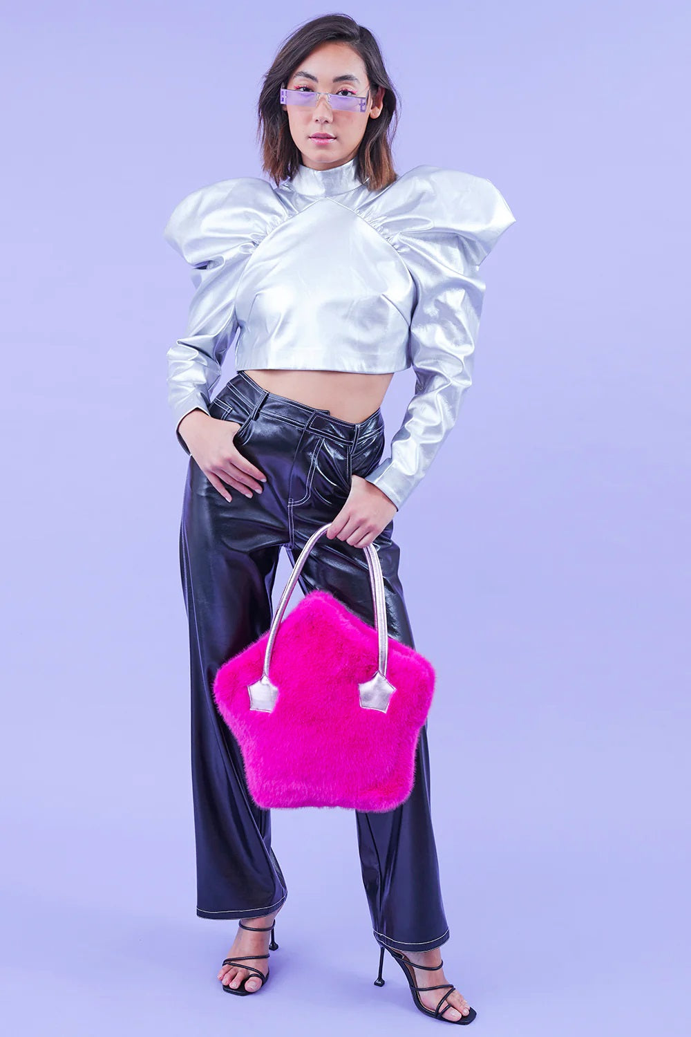 Pink Bamboo Faux Fur Star Tote Bag-Bags-Buy Me Fur Ltd-One Size-Pink-Bamboo-Urbanheer