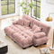 Pink Chenille Loveseat Cloud Sofa