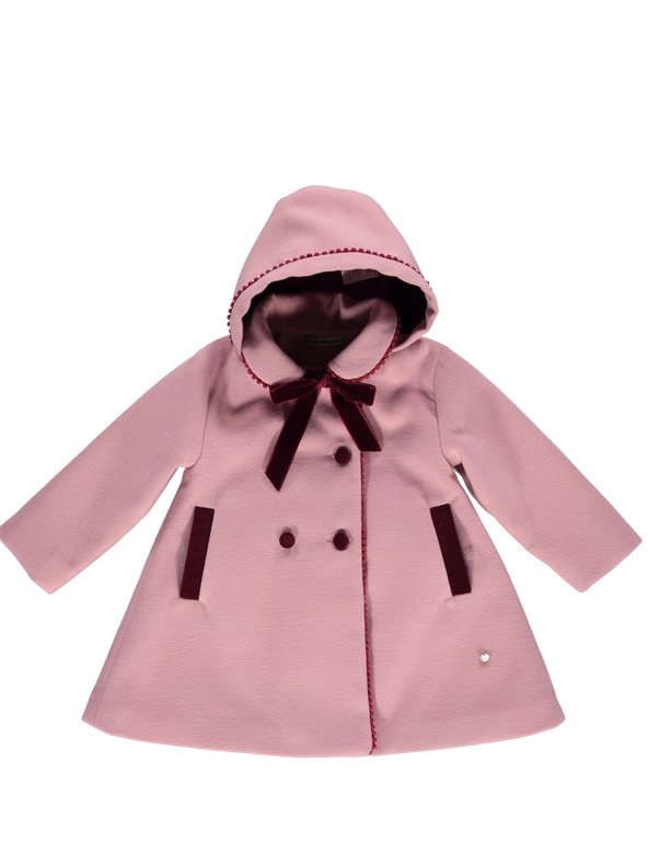 Pink Coat with Removable Hood-Coat-Piccola Speranza-18M-PEARL-Urbanheer