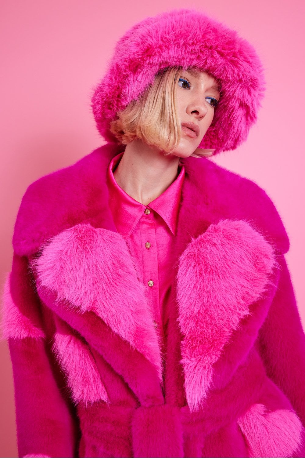 Pink Eco Bamboo Faux Fur Coat with Love Heart Detailing-Faux Fur Coats-Buy Me Fur Ltd-Pink-S-M-Faux Fur-Urbanheer