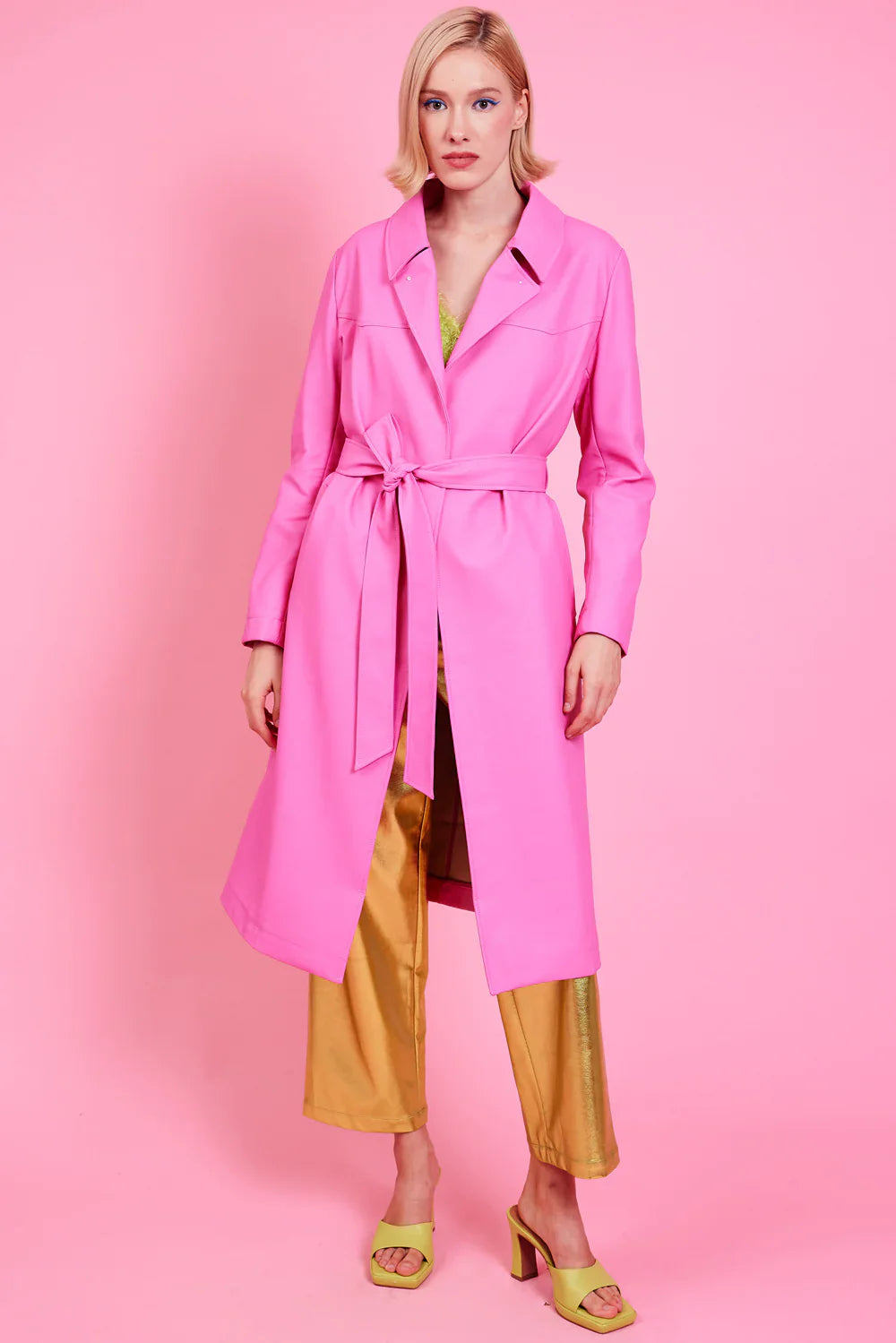 Pink Eco Leather Trench Coat-Faux Leather Coats-Buy Me Fur Ltd-S-M-Pink-Leather-Urbanheer