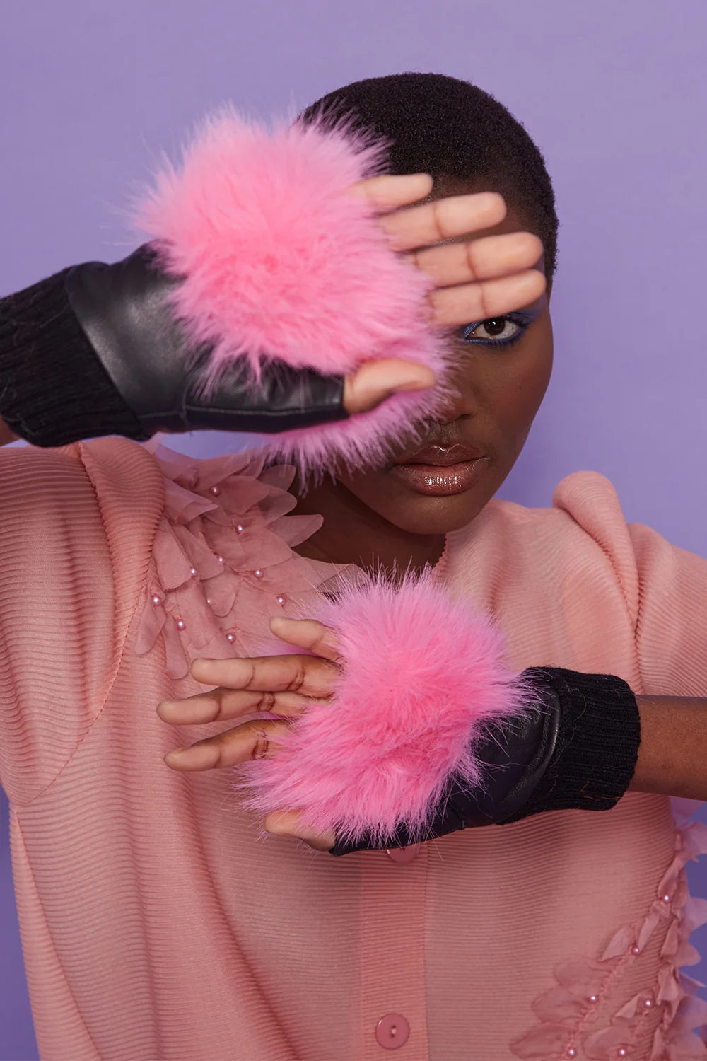 Pink Faux Fur Fingerless Gloves-Gloves-Buy Me Fur Ltd-One Size-Pink-Faux Fur-Urbanheer