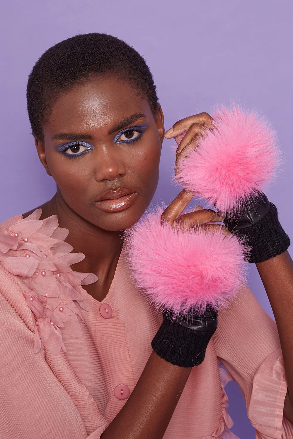 Pink Faux Fur Fingerless Gloves-Gloves-Buy Me Fur Ltd-One Size-Pink-Faux Fur-Urbanheer