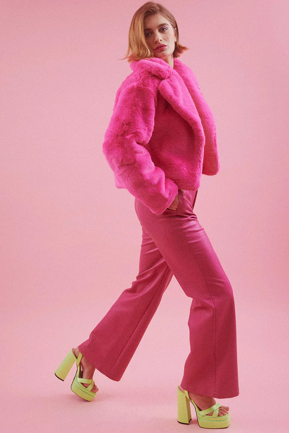 Pink Faux Fur Jacket-Faux Fur Coats-Buy Me Fur Ltd-L-XL-Pink-Faux Fur-Urbanheer