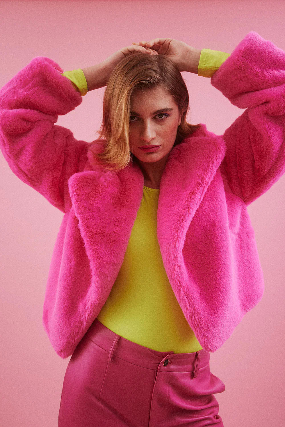 Pink Faux Fur Jacket-2