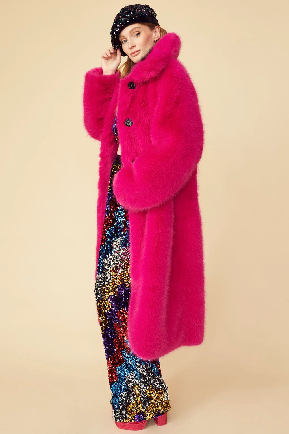 Pink Knitted Bamboo Faux Fur Coat-Faux Fur Coats-Buy Me Fur Ltd-S-M-Pink-Bamboo-Urbanheer
