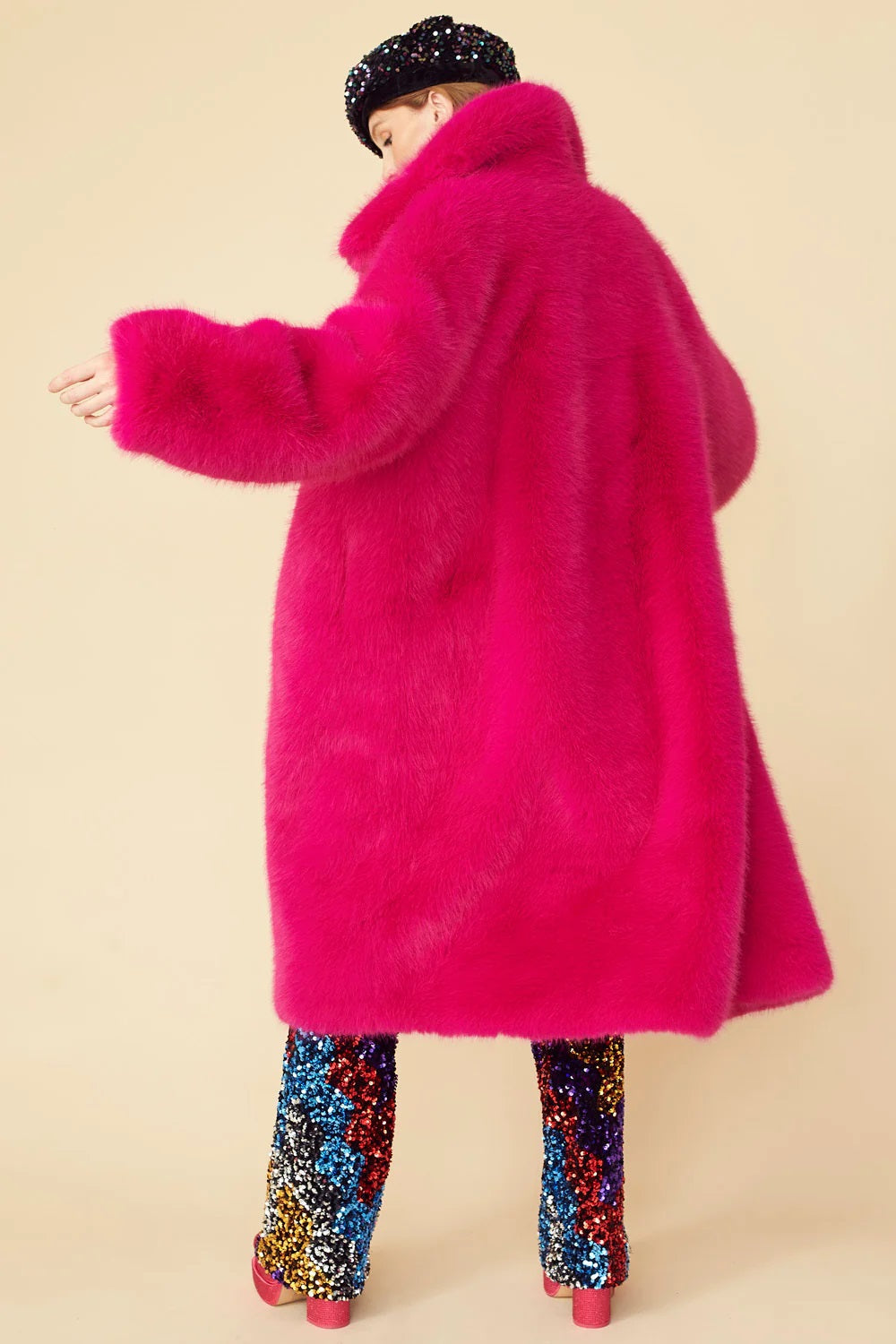 Pink Knitted Bamboo Faux Fur Coat-Faux Fur Coats-Buy Me Fur Ltd-S-M-Pink-Bamboo-Urbanheer
